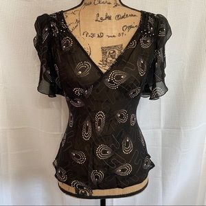 The Limited Silk sheer top black